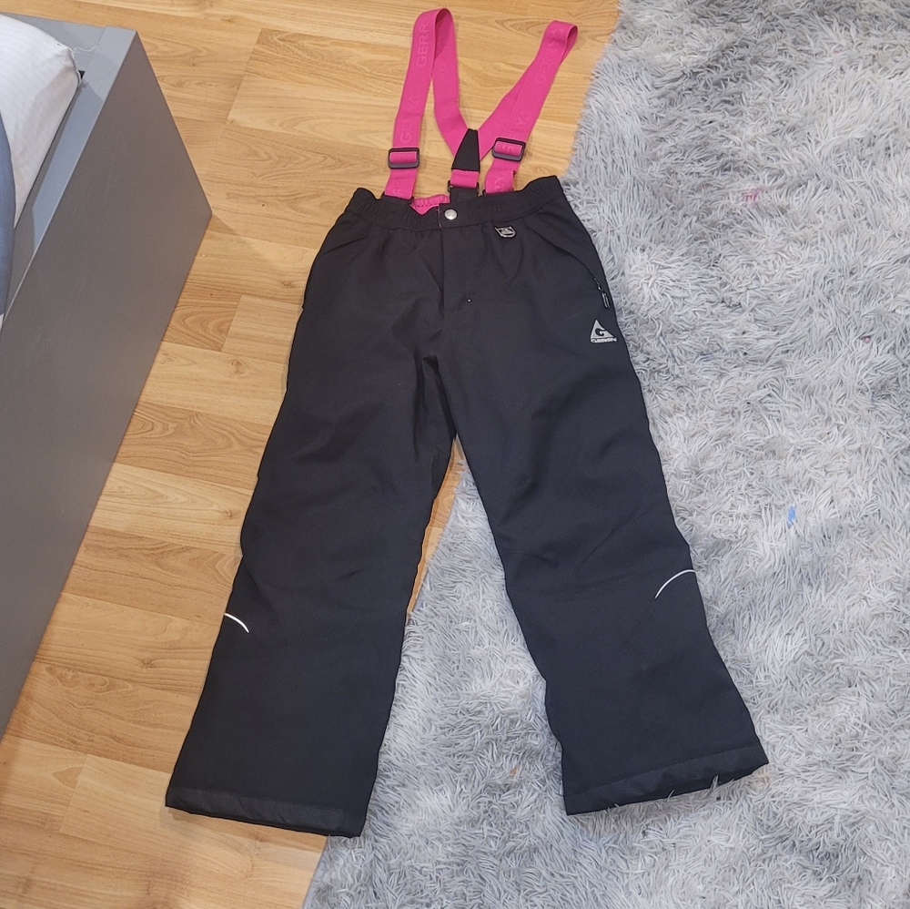 Gerry Youth Snow Pants Black Pink Removable Suspenders 1322682 Girls Size 10/12